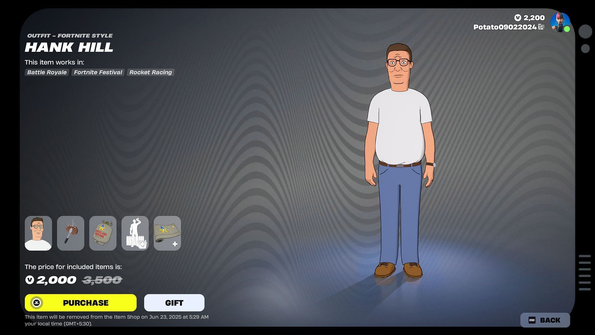 Hank Hill Bundle (Image via Epic Games)